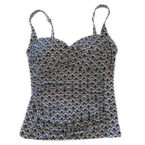 LN BOND-EYE AUSTRALIA Navy Blue & White Print Tankini Top Size 8 (US) D/…